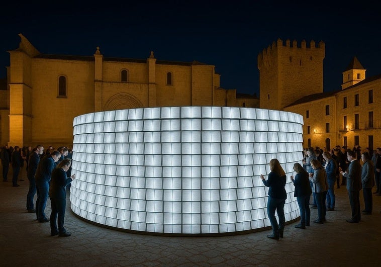 Cáceres 2031 instala en Santa María miles de cuadernos de luz para que el público deje sus mensajes y dibujos