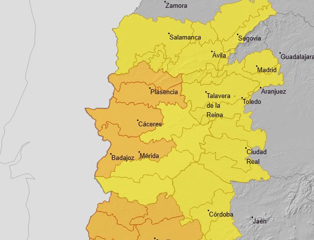 Mapa de avisos activos desde las 10.00 horas hasta las 22.00.