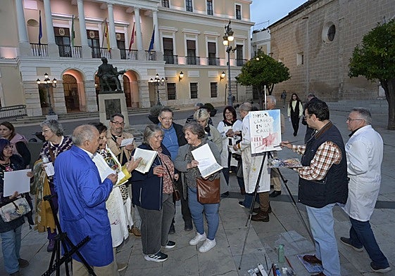 Protesta de los alumnos de Artes y Oficios en la plaza de España.