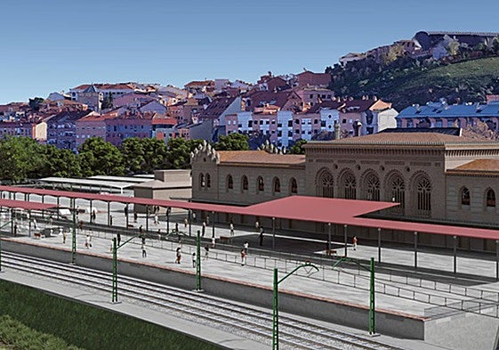 Recreación de la propuesta del Ministerio de Transportes para el paso de la línea por la estación de Toledo.
