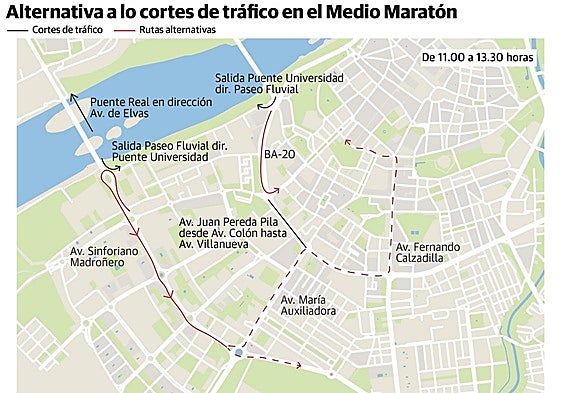 Recorridos alternativos para buscar las calles cortadas.