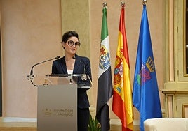 Raquel del Puerto, presidenta de la Diputación de Badajoz, en un reciente acto en la institución.