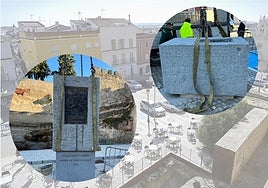 Colocado el pedestal para la estatua de Alfonso IX de León en la plaza de San José de Badajoz