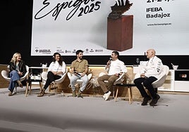Mónica Rius (Michelin), Mercedes Rincón y Josemi Martínez (Macarraca), Alex Hernández (Versátil) y Toño Pérez (Atrio) este viernes en Ifeba.