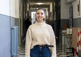 María de la Luz Parro antes de empezar una clase.