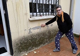 Raquel Becerro vive entre humedades en su casa de Plasencia.