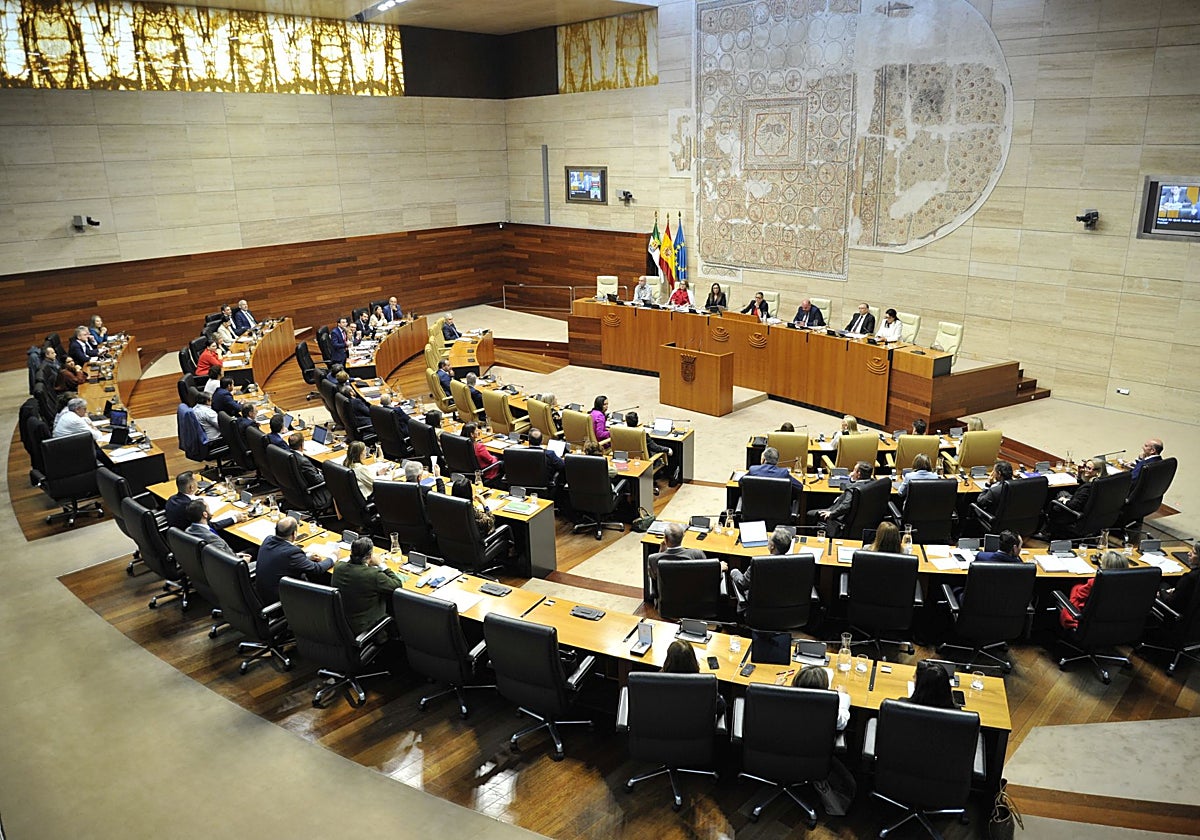 Sesión plenaria en la Asamblea de Extremadura.