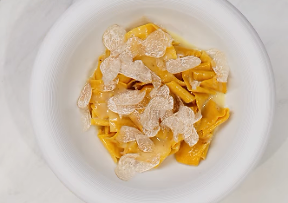 Pappardelle con trufa blanca.