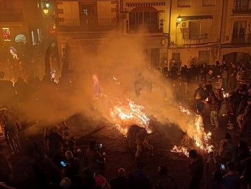 Quema de los escobazos, anoche en Jarandilla de la Vera.