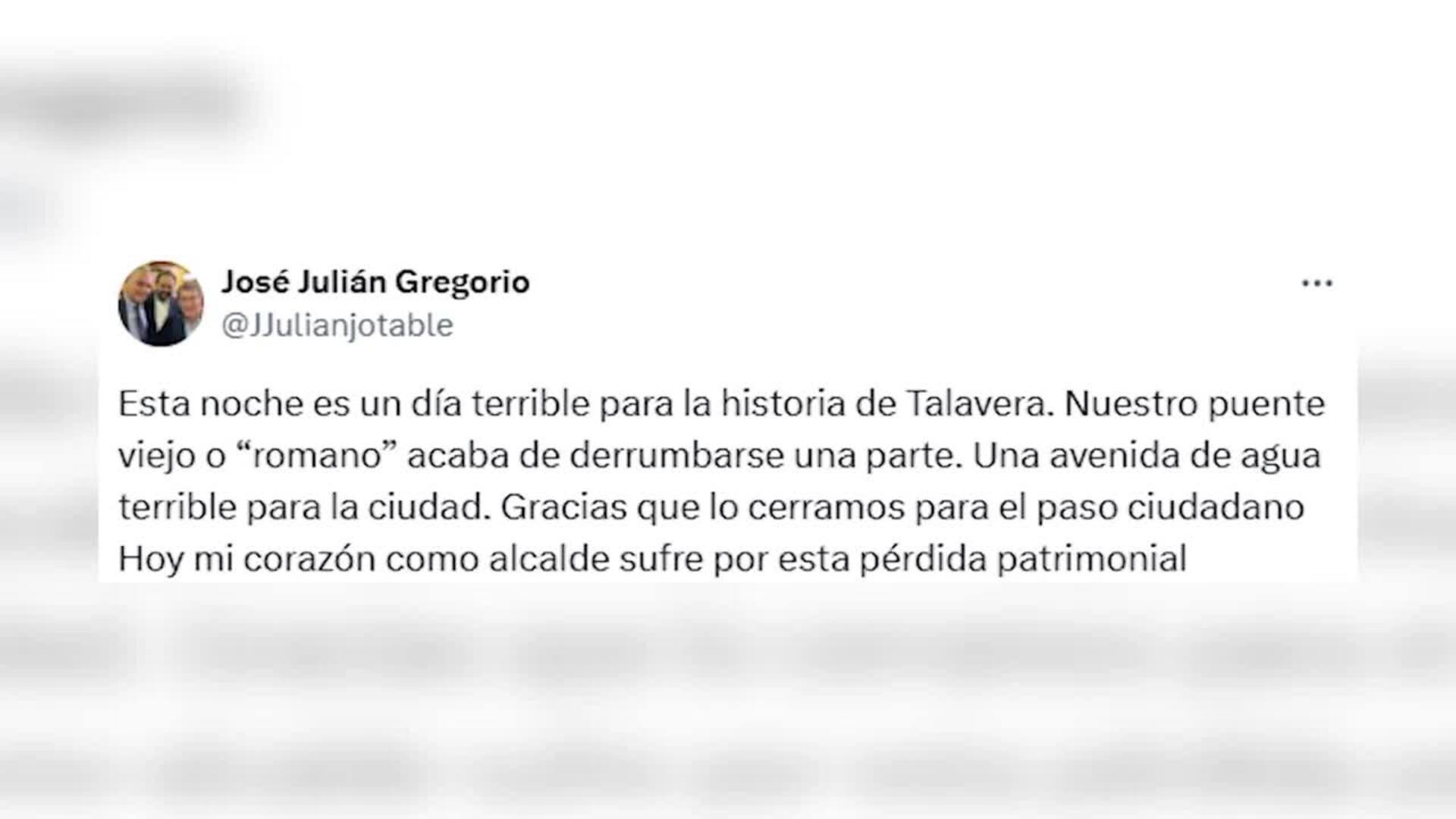 La afluencia del río Tajo a su paso por Talavera derrumba parte del puente romano