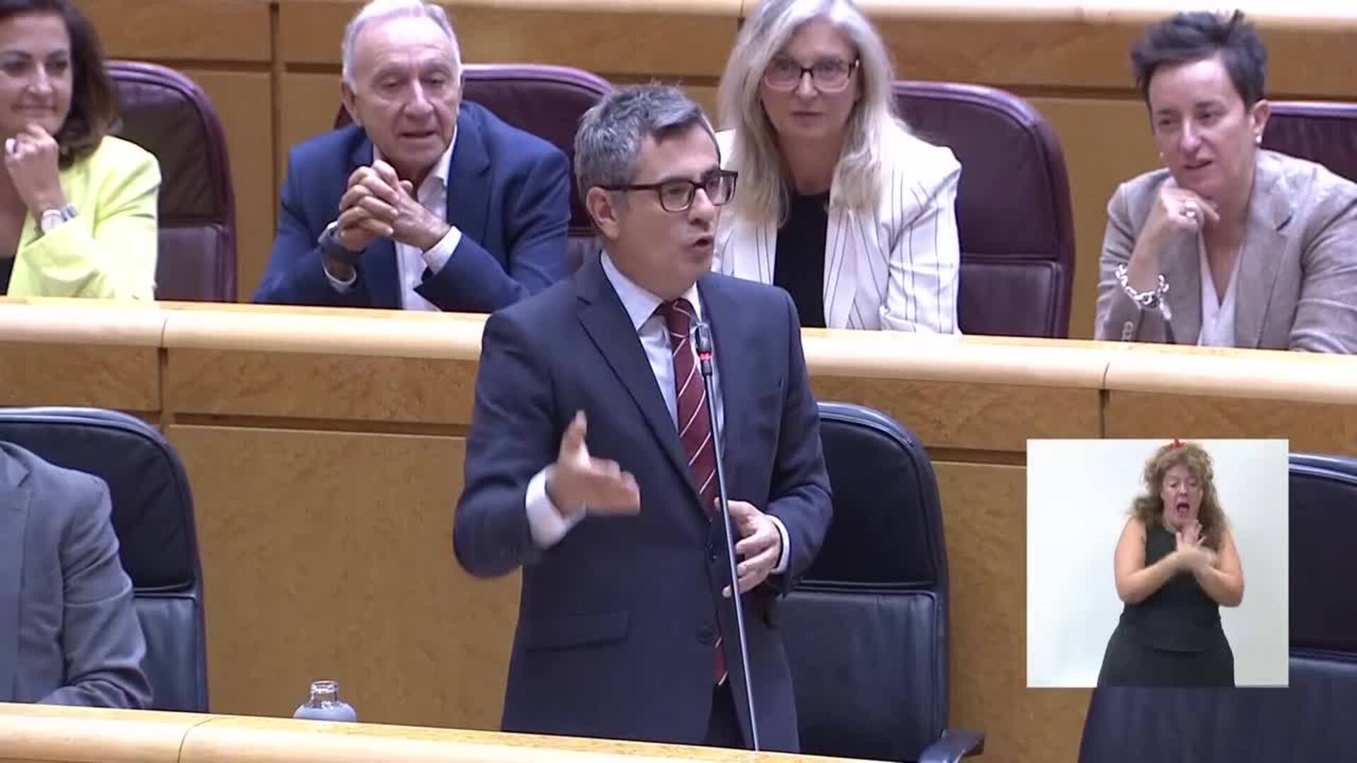 Bolaños plantea al PP un "pacto por la regeneración" del Senado