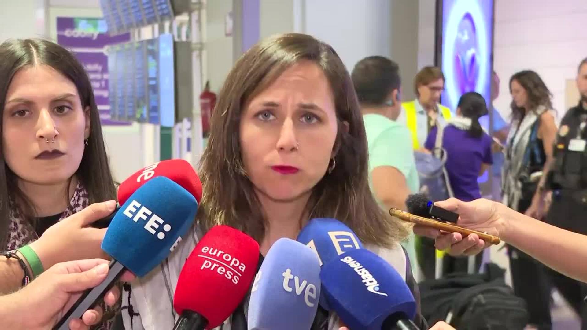 Belarra pide "recordar" a las personas de la flotilla "todavía secuestradas ilegalmente"