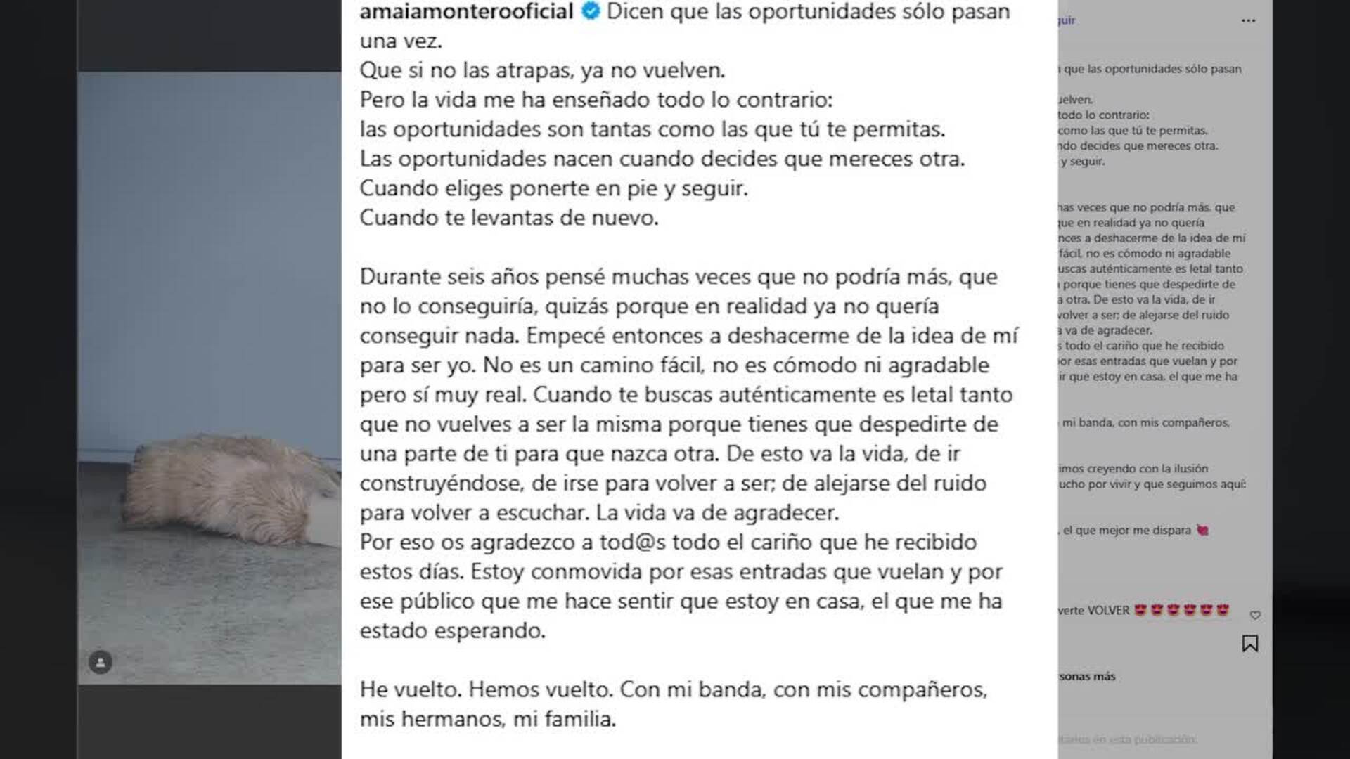 Amaia Montero deja muy claras sus intenciones con la vuelta a 'La Oreja de Van Gogh'
