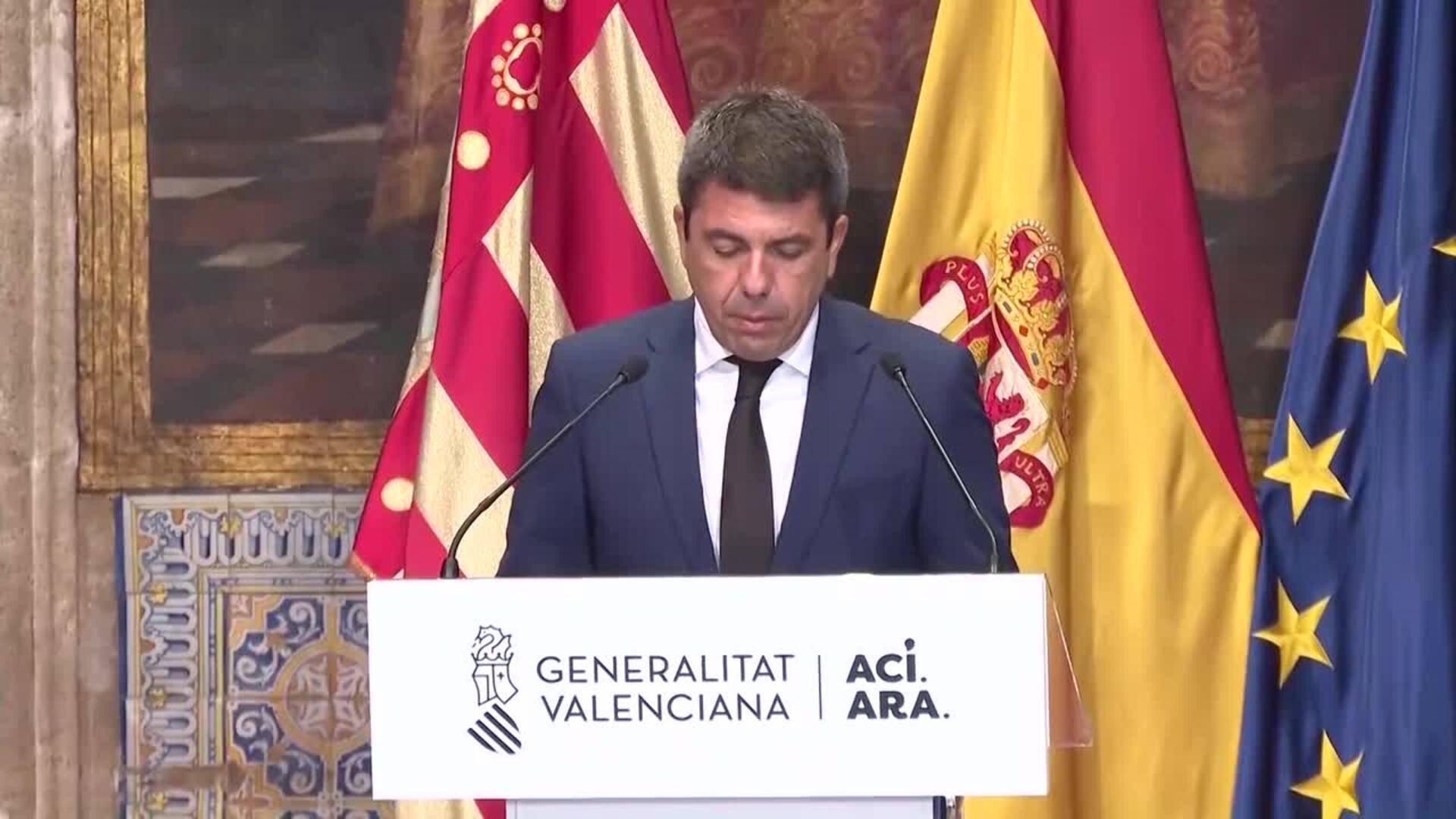 Mazón anuncia la declaración del 29 de octubre como Día de Recuerdo a las Víctimas de la Dana