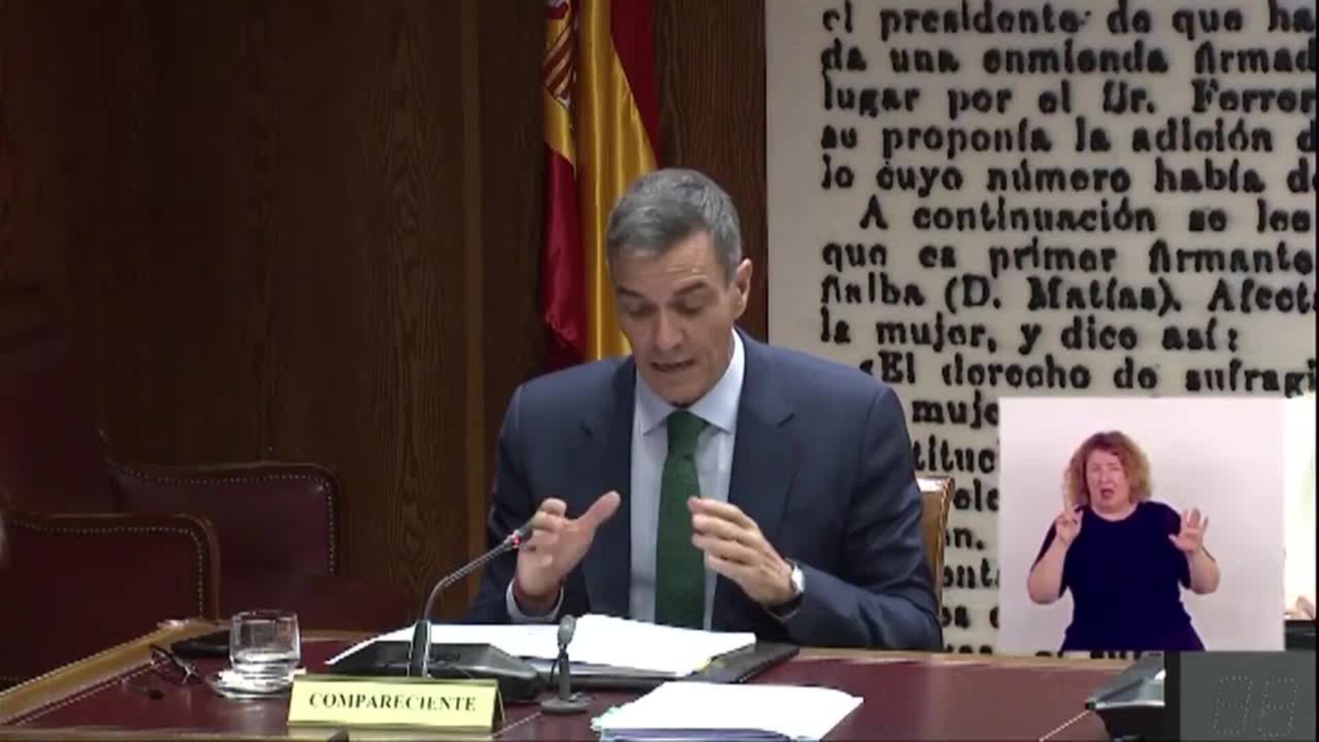 Finaliza la comparecencia de Sánchez en la 'comisión Koldo' tras cinco horas de interrogatorio