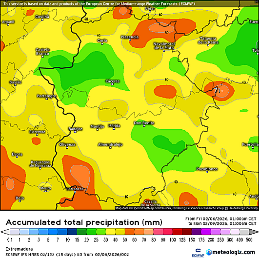 La Aemet vuelve a elevar los avisos en Extremadura por la borrasca Marta: lluvia, viento y nieve