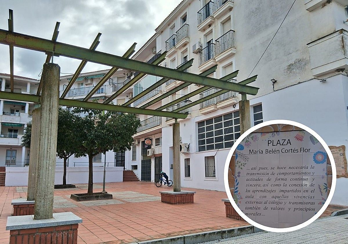 La plaza que se ha renombrado como Belén Cortés y la plaza homenaje.