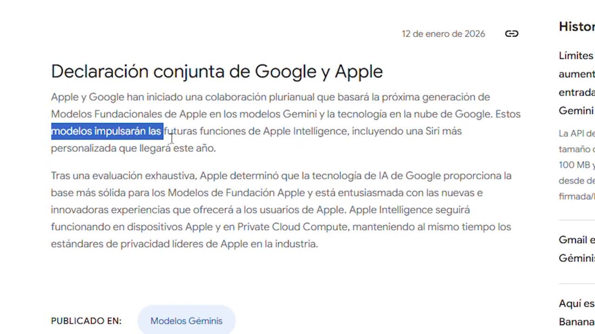 Apple apuesta por Gemini para impulsar Apple Intelligence y su asistente Siri