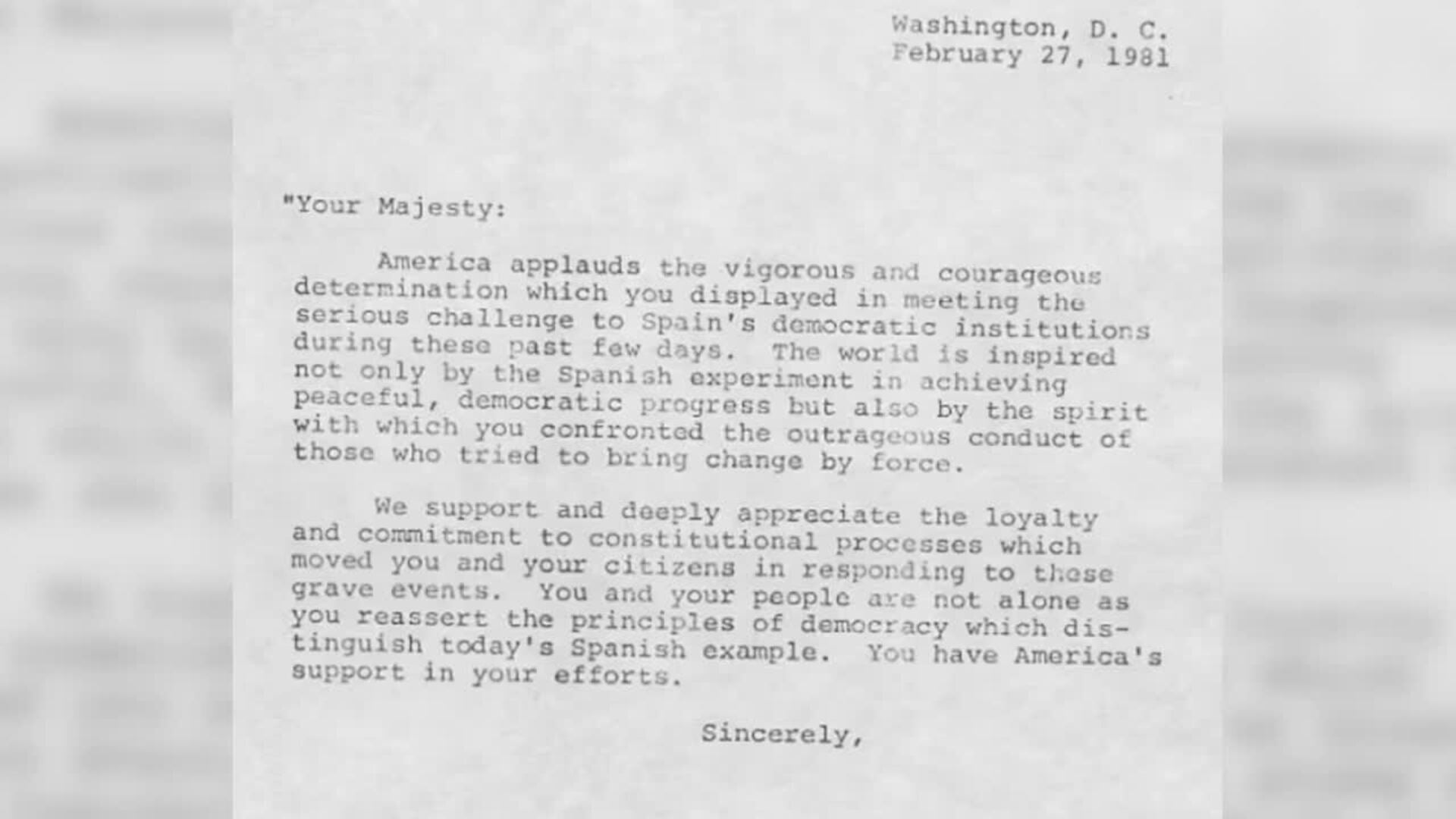 Desclasificación de documentos del 23F revela decisión del rey en favor de orden constitucional