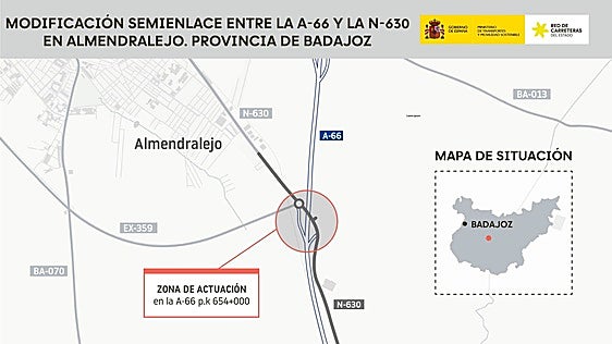 Aprobado definitivamente el nuevo enlace de la A-66 a la altura del hospital Tierra de Barros