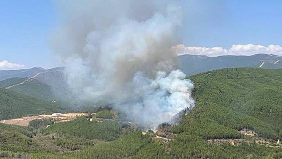 Así se ve el incendio declarado este martes en Pinofranqueado