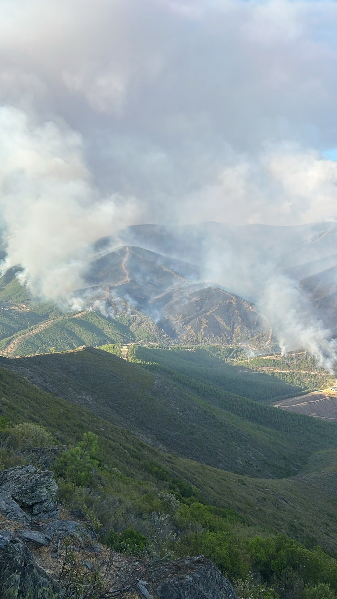 Así se ve el incendio declarado este martes en Pinofranqueado