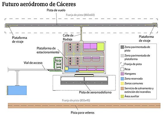 Proyecto del futuro aeródromo de Cáceres.