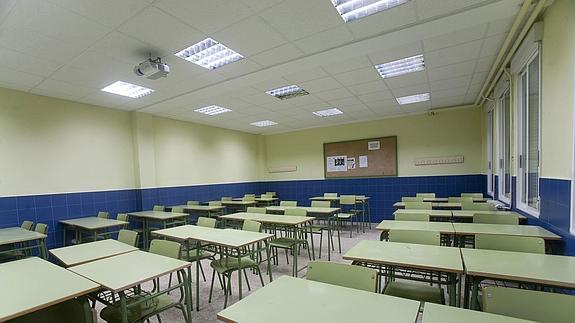Un aula vacía en un instituto de Logroño.