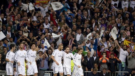 El Real Madrid, celebrando un gol. 