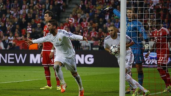Ramos celebra uno de sus goles. 