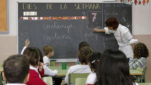 Clases en un colegio de Barcelona.