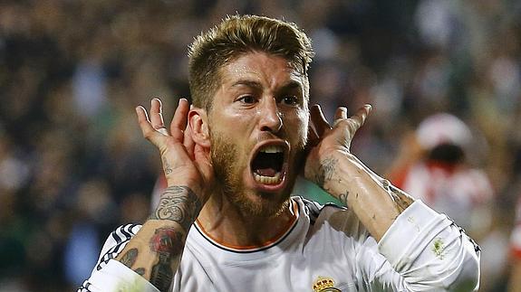 Sergio Ramos celebra su gol.