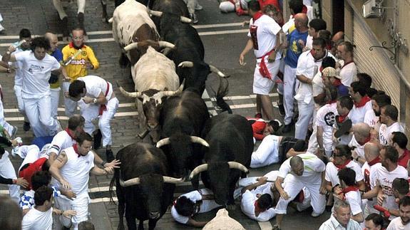 Un encierro de San Fermín. 