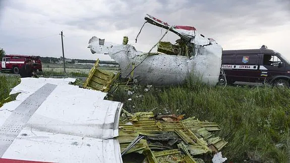 Restos del avión de Malaysia Airlines.