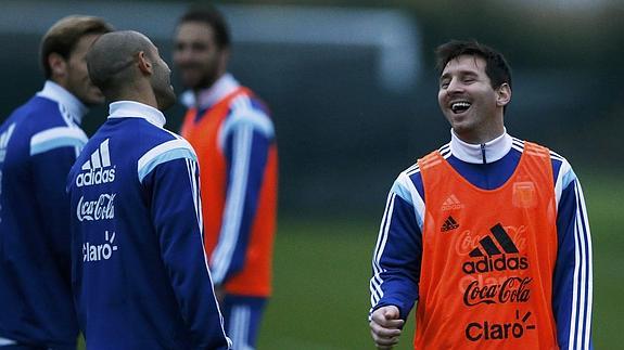 Messi, sonriente con su selección