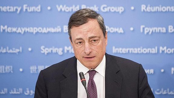 Mario Draghi, hoy en Washington.
