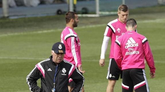 Ancelotti, hoy en Valdebebas. 