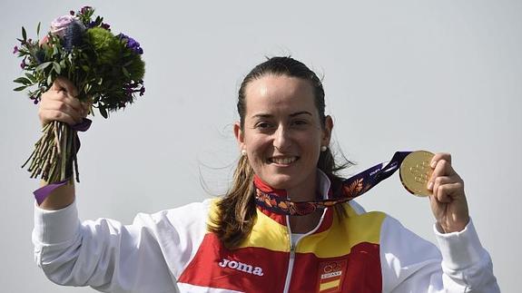 Fátima Gálvez, celebra el oro conseguido en Bakú. 