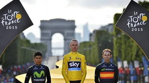 Froome, Quintana y Valverde, el podio del Tour. 