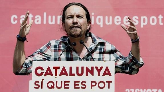 El secretario general de Podemos, Pablo Iglesias, en Barcelona.