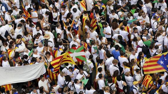 Catalanes partidarios de la independencia el día de la Diada. 