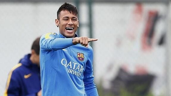 Neymar Júnior, durante un entrenamiento con el Barcelona. 