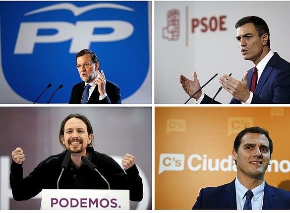 Mariano Rajoy, Pedro Sánchez, Pablo Iglesias y Albert Rivera.