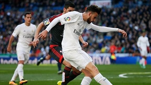 Borja Mayoral, en un lance del partido del sábado ante el Celta. 