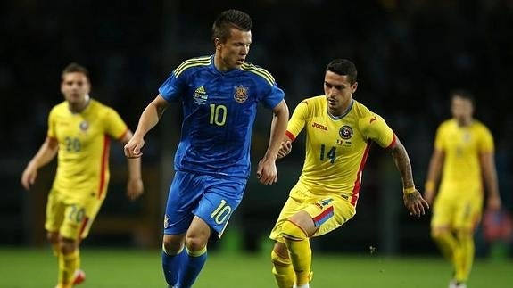 El sevillista Konoplyanka, en un partido con Ucrania. 