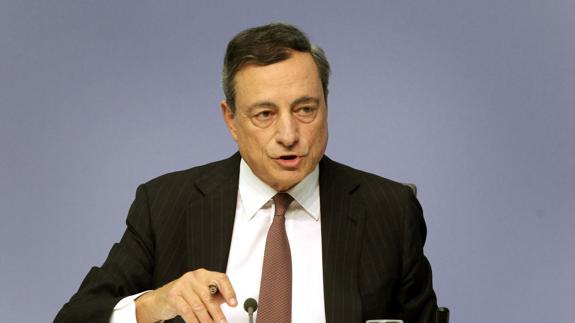 El presidente del BCE, Mario Draghi, tras el consejo de gobierno de hoy.