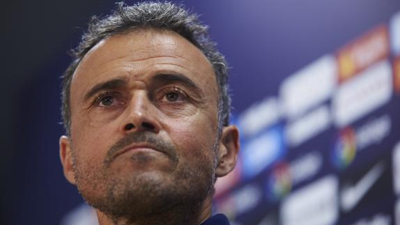 Luis Enrique, durante una rueda de prensa. 