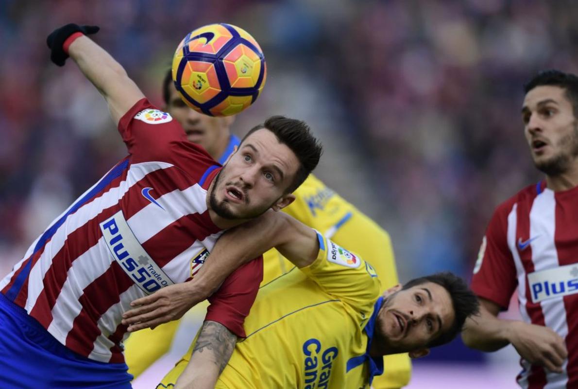 Los jugadores del Atlético celebran el gol de Griezmann. 