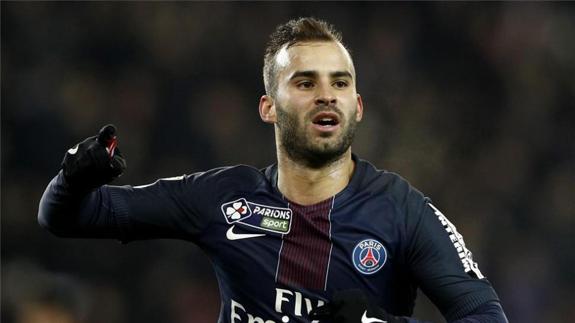 Jesé Rodríguez celebra un gol con el PSG. 