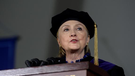 Hillary Clinton, durante su discurso en el Wellesley College de Massachusetts.